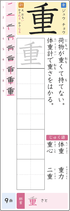 重 のプリントの見本