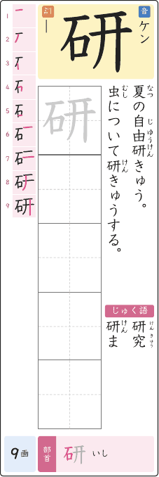 研 のプリントの見本