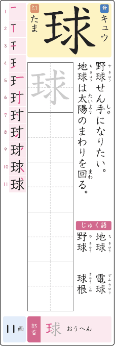 球 のプリントの見本