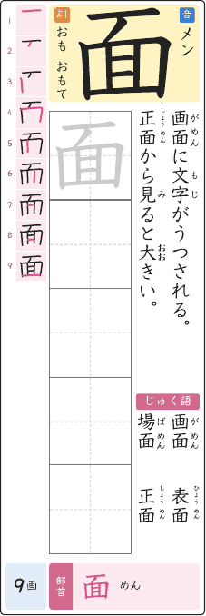面 のプリントの見本