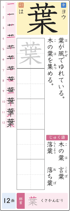 葉 のプリントの見本