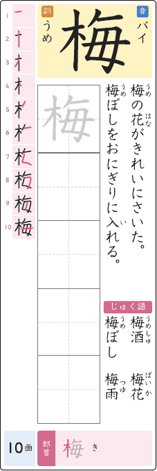 梅 のプリントの見本
