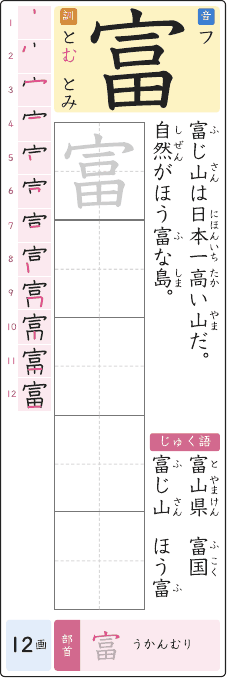 富 のプリントの見本