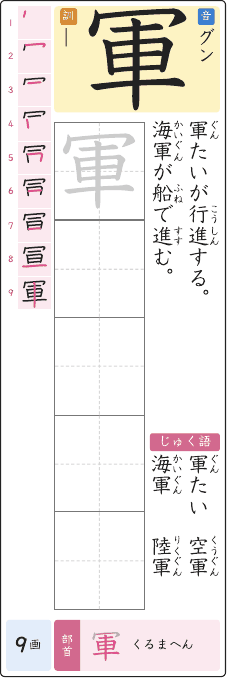 軍 のプリントの見本
