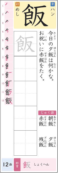 飯 のプリントの見本