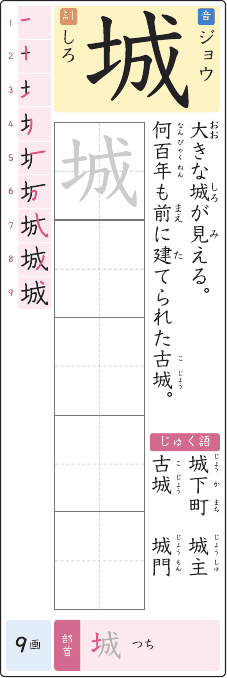 城 のプリントの見本