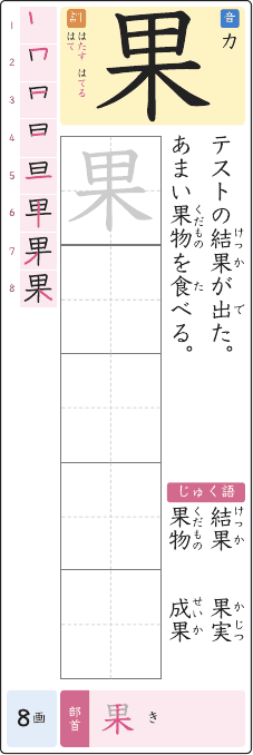 果 のプリントの見本