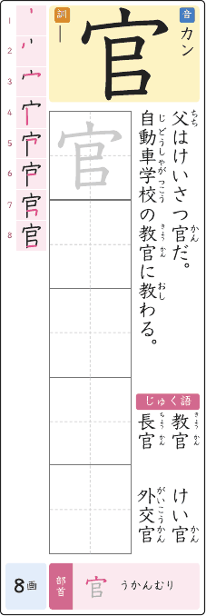 官 のプリントの見本