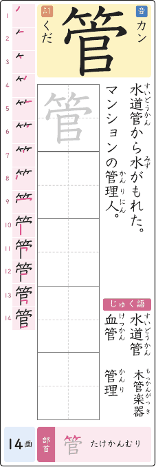 管 のプリントの見本