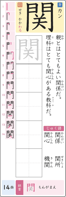 関 のプリントの見本