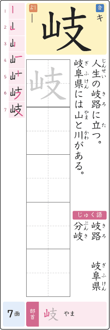 岐 のプリントの見本
