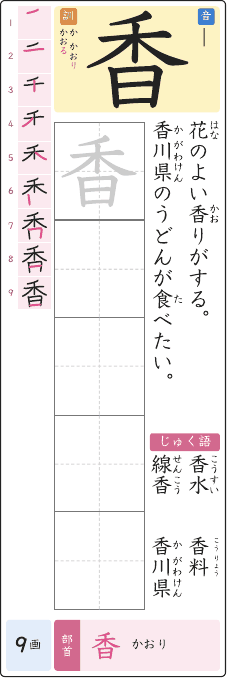 香 のプリントの見本