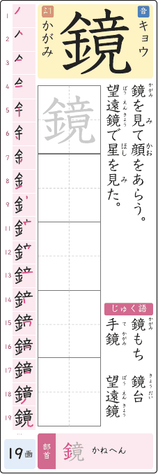鏡 のプリントの見本