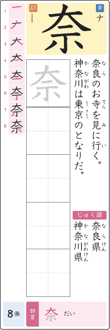 奈 のプリントの見本
