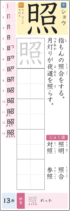 照 のプリントの見本