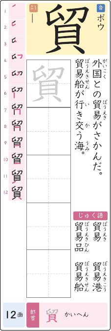貿 のプリントの見本