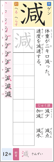 減 のプリントの見本