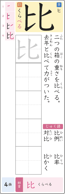 比 のプリントの見本