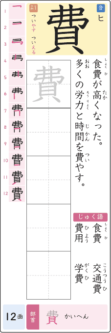 費 のプリントの見本