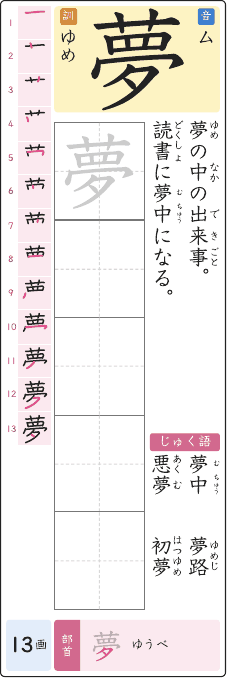 夢 のプリントの見本