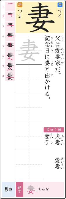 妻 のプリントの見本