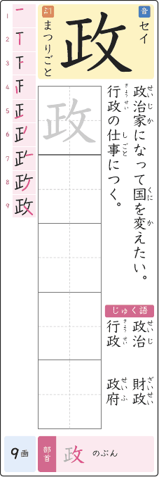 政 のプリントの見本