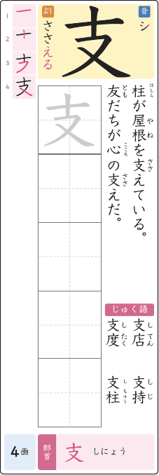 支 のプリントの見本