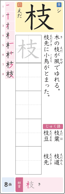 枝 のプリントの見本