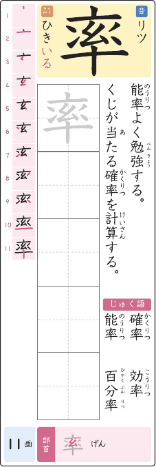 率 のプリントの見本