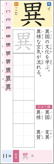 異 のプリントの見本