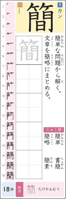 簡 のプリントの見本