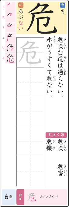 危 のプリントの見本