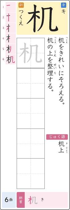 机 のプリントの見本