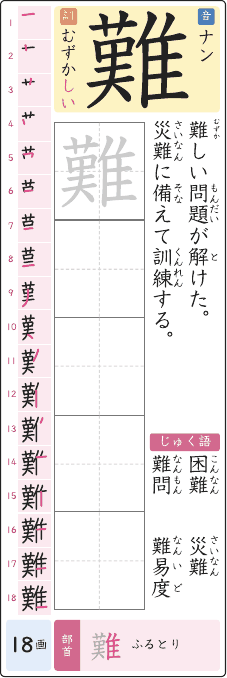 難 のプリントの見本
