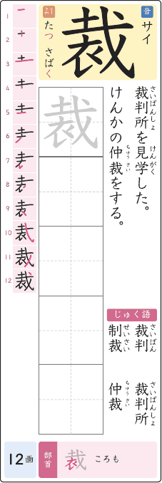 裁 のプリントの見本