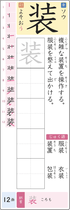 装 のプリントの見本